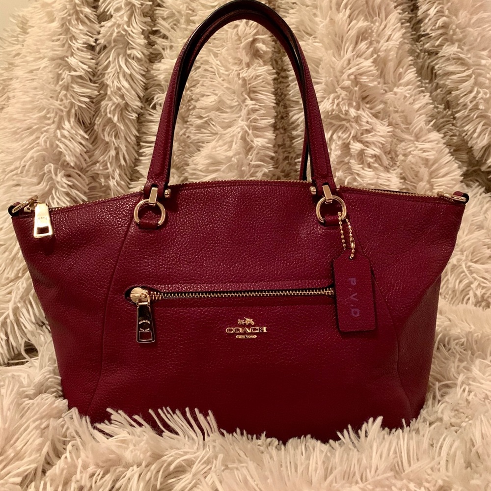 Coach Tote Bag in Dark Cranberry Leather